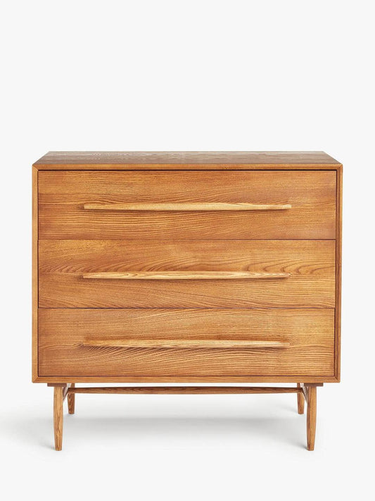 Mid-Century Sweep 3 Drawer Chest, 48x95x90cm
