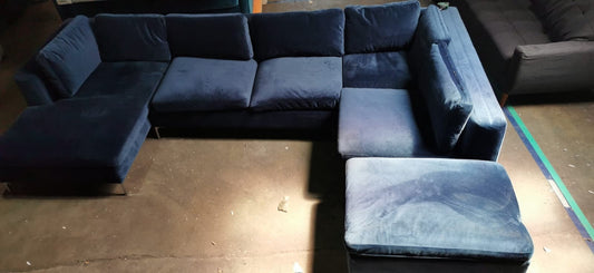 Dark Velvet 6 Seater Sofa with Chaise, 160x350x230cm
