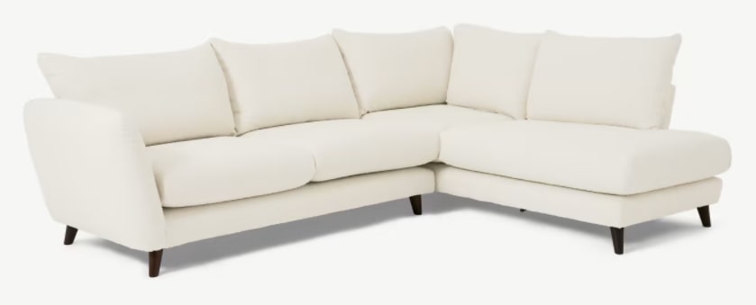 ELMIRA RIGHT HAND CORNER SOFA IN BOUCLE IVORY, 204x274x85cm