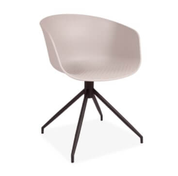 2x Grey Plastic Armchairs, With Black Metal Legs, 57x57x83cm