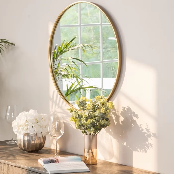 Amaliya Round Metal Framed Wall Mounted Accent Mirror
