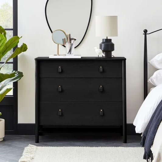 Henry Black 3 Drawer Chest, 40x88x81cm