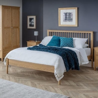 Julian Bowen Solid Oak King Size Bed Frame, 211x166x110cm