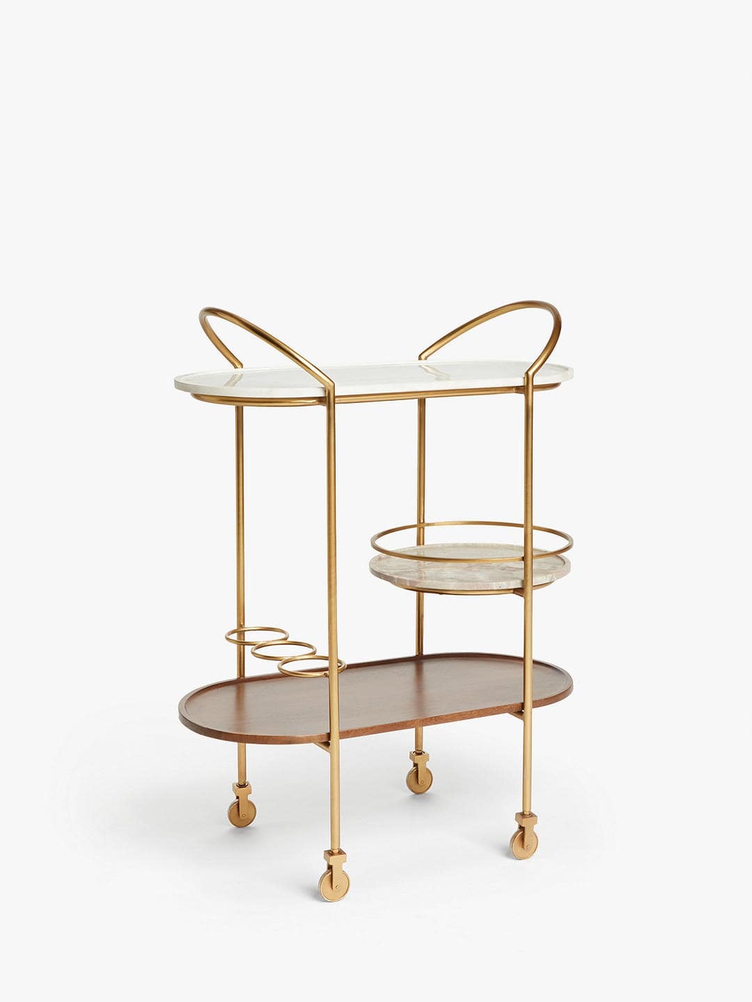 John Lewis & Partners + Swoon Raine Bar Cart, Gold, 75.5x44.2x99cm