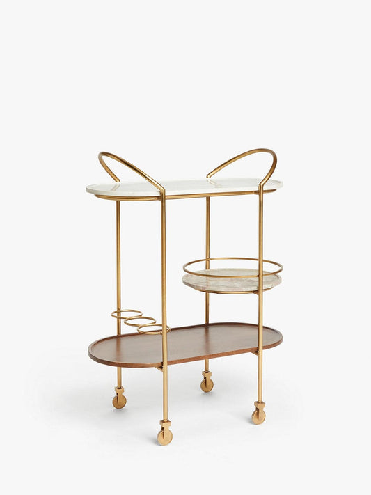 John Lewis & Partners + Swoon Raine Bar Cart, Gold, 75.5x44.2x99cm