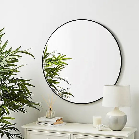 Apartment Round Wall Mirror 80cm Black