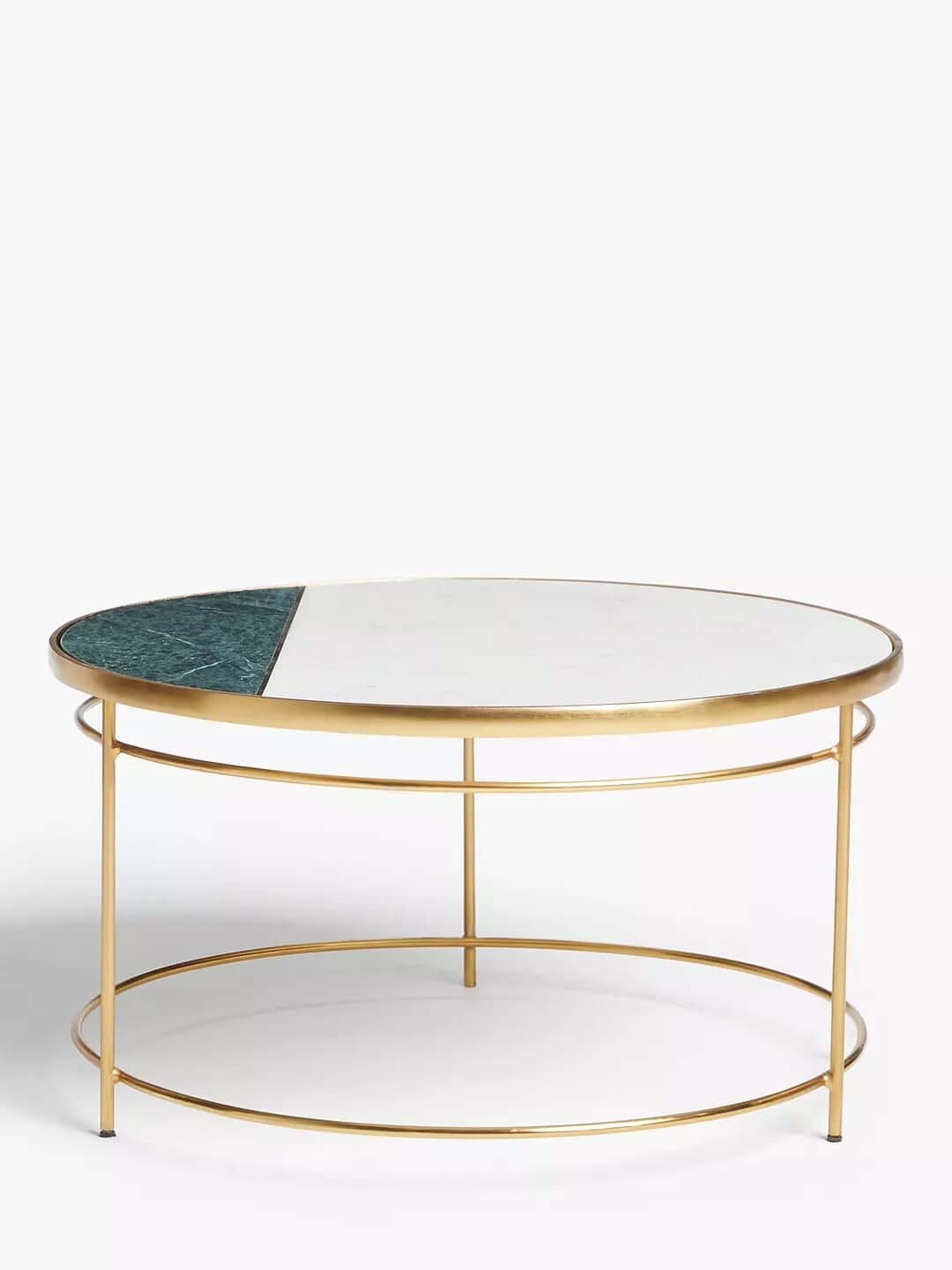 John Lewis & Partners + Swoon Sartre Marble Coffee Table, Gold/Green, 75x75x40cm