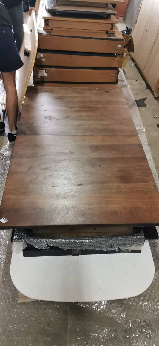 Dark Natural Wooden Dining Table, 90x160x200cm