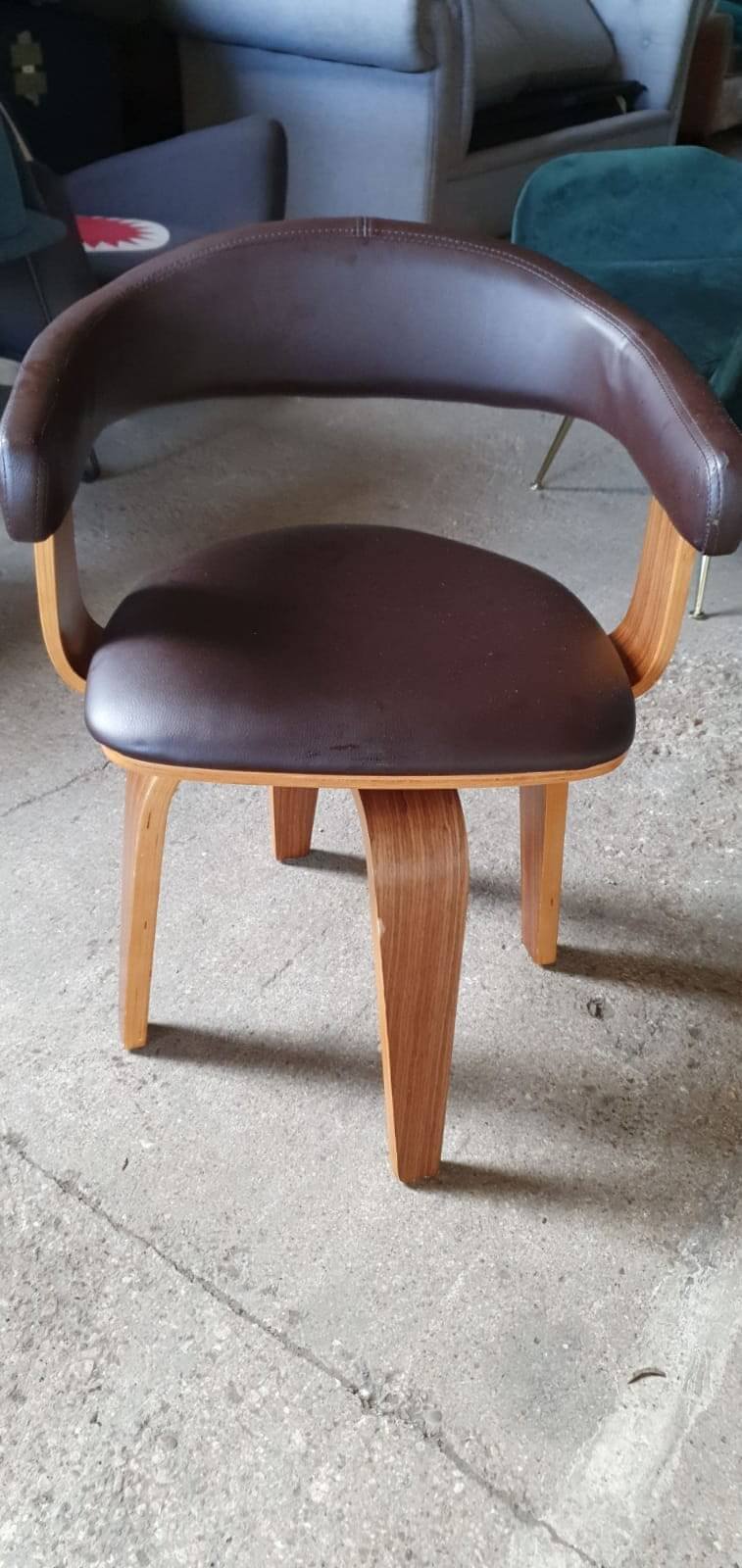 Brown Leather Swivel Dining Chair, 40x54x70cm