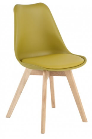 JerryYellow dining chair with solid oak legs