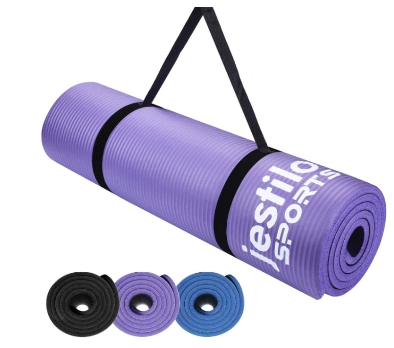 Jestilo Yoga Mat for Women and Men| Non-slip NBR exercise mat | Eco-friendly, Light-Weight Mat with Carry Strap for Yoga, Meditation, Pilates and Gymnastics| Size 183 * 61cm with 10MM Thickness