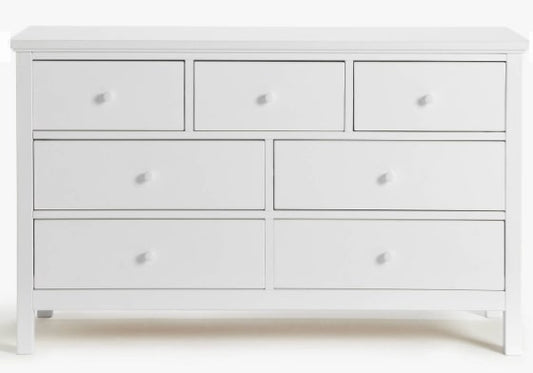JOHN LEWIS & PARTNERS WILTON 3 + 4 DRAWER CHEST IN WHITE, 43.6x130x79cm