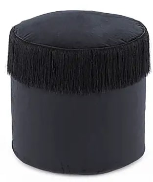 Isla Fringe Pouffe Black,0 x 50 x 30cm