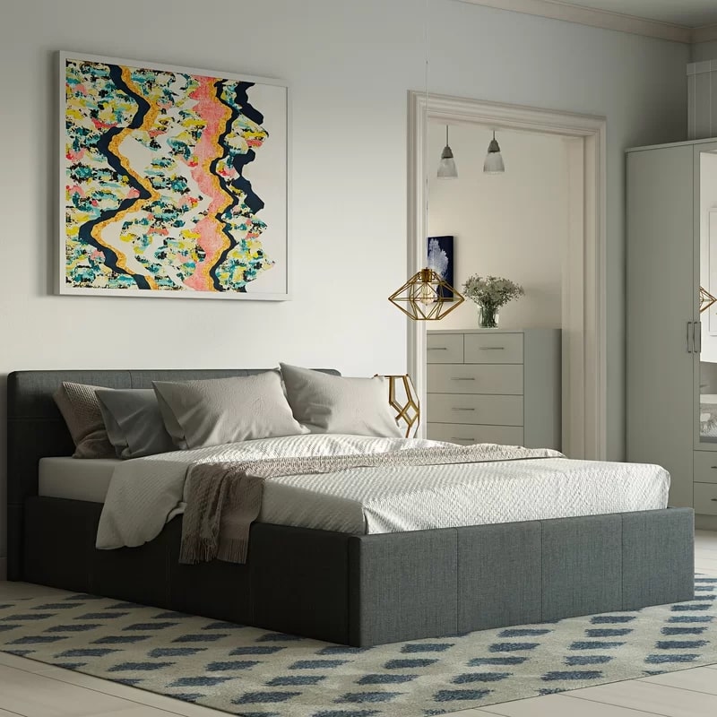Baumer Upholstered Ottoman Small Double Bed, 201x120x84cm