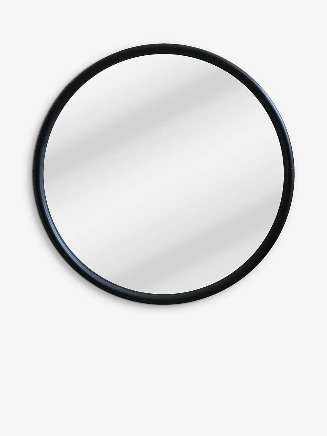 Wooden Curved Edge Round Wall Mirror, 100cm, Black