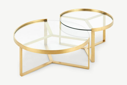 Gold Glasstop Coffee Table, 69x37cm