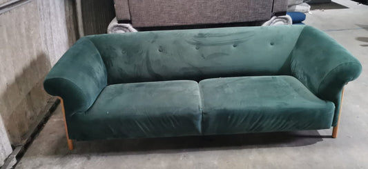 Green Velvet 3 Seater Sofa, 85x235x75cm