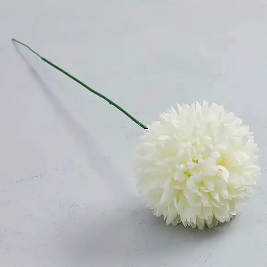 Artificial Pompom Flower Single Stem 72cm - White