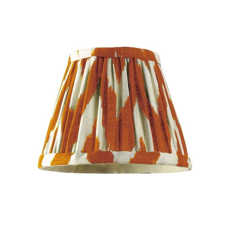 Straight Empire Pendant Shade In Orange Printed Linen Ikat, 0 x 18 x 14cm
