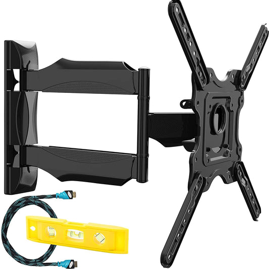 Invision TV Wall Bracket Mount for 24-55 Inch Screens, VESA 100x100mm up to 400x400mm, Tilts Swivels & Extends for Flat & Curved TVs, Includes Spirit Level, Weight Capacity 36.2kg [HDTV-E]