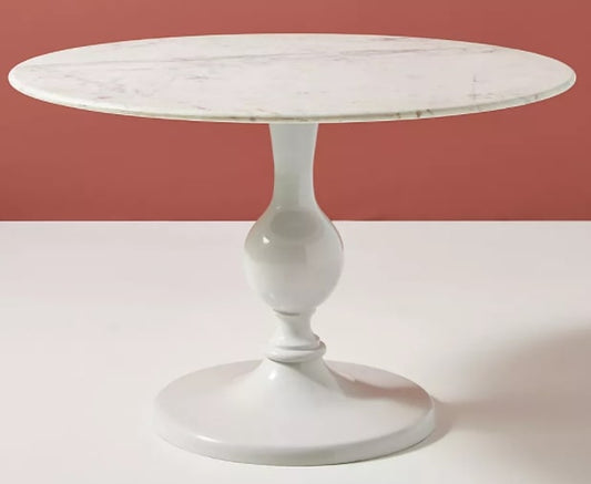 Annaway Round White Marble Dining Table, 116x116x76.2cm