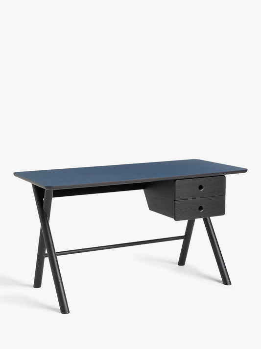 John Lewis & Partners X Frame Desk, Black/Blue, 135x62x74cm