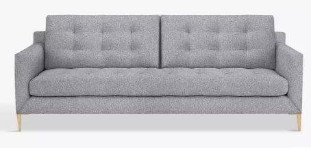JOHN LEWIS & PARTNERS DRAPER LARGE 3 SEATER SOFA IN LIGHT GREY FABRIC, 95x202x87cm