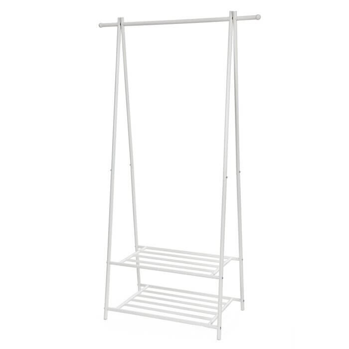 2-Tier Clothes Shoe Hat 87.5cm Wide Clothes Rack - White