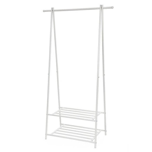 2-Tier Clothes Shoe Hat 87.5cm Wide Clothes Rack - White