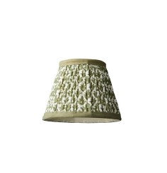18cm Straight Empire Pendant Shade In Temple Green Block Printed Cotton