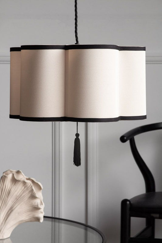 Black & Cream Lantern Curved Ceiling Light Shade
