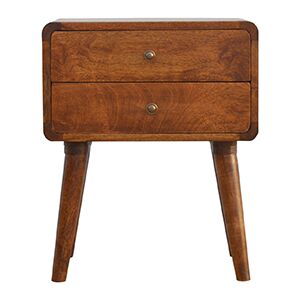 Curved Chestnut Bedside, 55x45x35cm