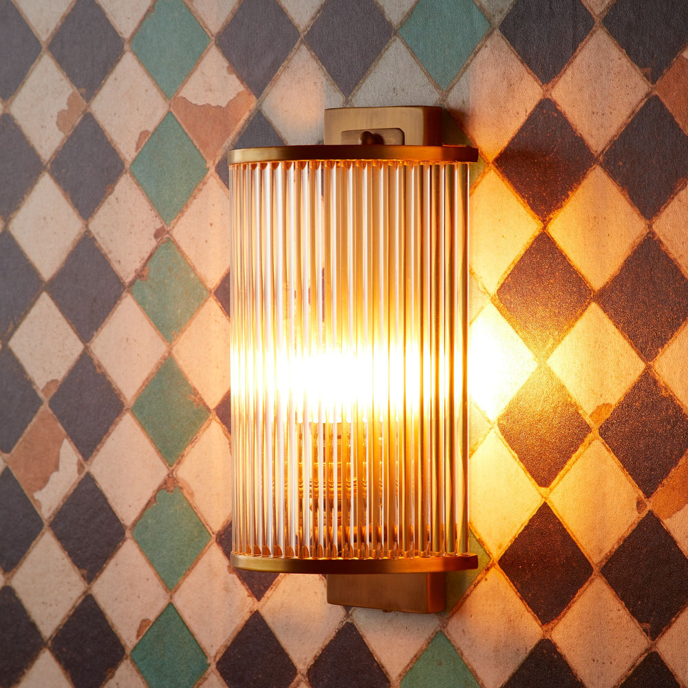 Roddy wall light in brass with glass rods, 31x11.5x17cm